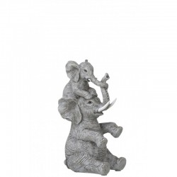 Éléphants en résine gris 13x11x23.5 cm