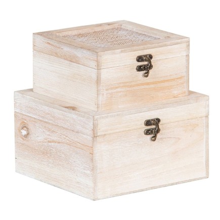 Boîte Décorative Volets Rotin 20 x 20 x 12 cm DMF (2 Unités)