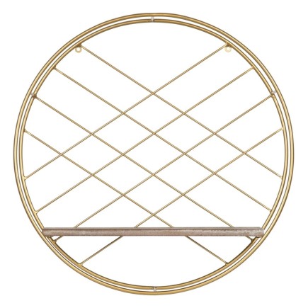 Estante 51 x 14 x 51 cm Natural Dorado Metal Madera