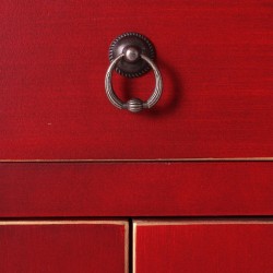 Table de Nuit ORIENTE Rouge Fer Bois MDF 45 x 26 x 69 cm