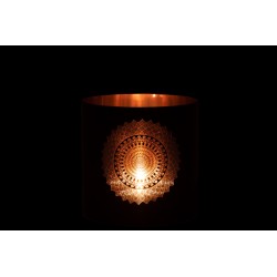 Photophore en verre noir - cuivre 20x20x20 cm