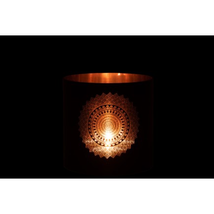 Photophore en verre noir - cuivre 20x20x20 cm