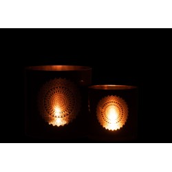 Photophore en verre noir - cuivre 20x20x20 cm