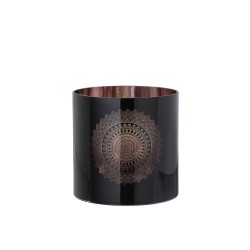 Photophore en verre noir - cuivre 20x20x20 cm
