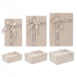 Set de boîtes décoratives Beige Carton Lien 3 Pièces