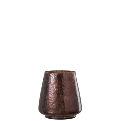 Photophore en verre marron 14x14x16 cm