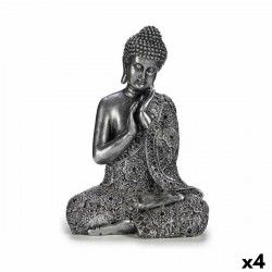 Figurine Décorative Buda Assis Argenté 22 x 33 x 18 cm (4 Unités)