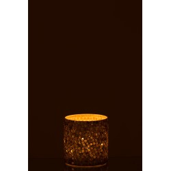 Photophore en verre argent 11x11x10 cm