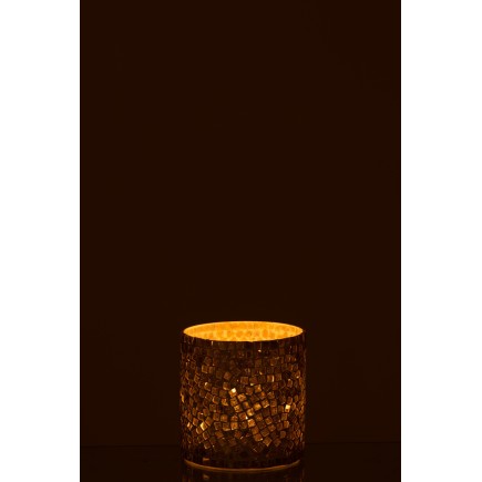 Photophore en verre argent 11x11x10 cm