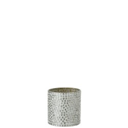 Photophore en verre argent 11x11x10 cm
