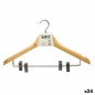 Jeu de porte-manteaux Pinces de serrage Marron Argenté Bois Métal 44,5 x 1,5 x 24,5 cm (24 Unités)