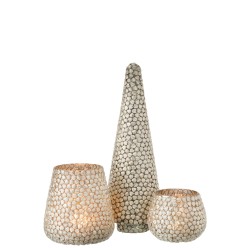 Albero con foglie in vetro argento 14x14x40cm