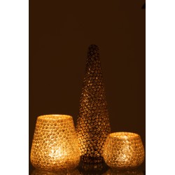 Albero con foglie in vetro argento 14x14x40cm