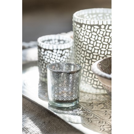 Photophore en verre gris 12.5x12.5x17 cm