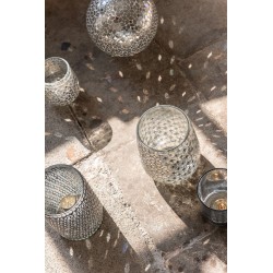 Photophore en verre gris 12.5x12.5x17 cm