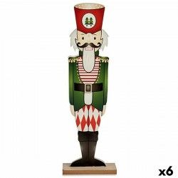 Figurine Décorative Casse-Noisette Blanc Noir Rouge Vert Bois 10 x 60 x 19 cm (6 Unités)