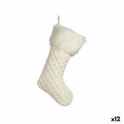 Décorations de Noël Chaussette de Noël blanc 28x4x46cm - Lot de 12