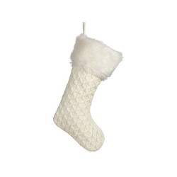 Décorations de Noël Chaussette de Noël blanc 28x4x46cm - Lot de 12