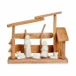 Crèche de Noël blanc Naturel bois Céramique 10x21x25cm - Lot de 2