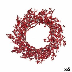 Couronne de Noël rouge plastique 48x10x48cm - Lot de 6