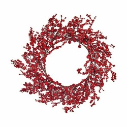 Couronne de Noël rouge plastique 48x10x48cm - Lot de 6