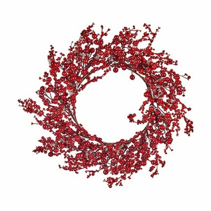 Couronne de Noël rouge plastique 48x10x48cm - Lot de 6