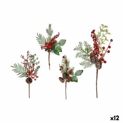 Branche Fruits rouges marron rouge vert plastique 20x39x6cm - Lot de 12