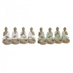 Figurine Décorative Home ESPRIT Blanc Vert Buda Oriental 24 x 9 x 11 cm (2 Unités)
