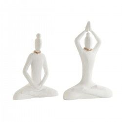 Figurine Décorative DKD Home Decor Blanc Naturel Oriental Yoga 25 x 8 x 36 cm (2 Unités)