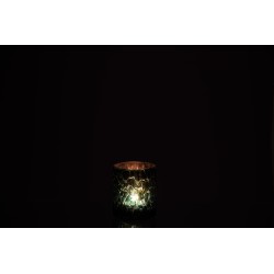 Photophore en verre bleu 7x7x8 cm