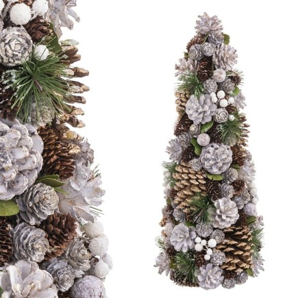 Albero di Natale Bianco Dorato in Plastica Schiuma Ananas 19 x 19 x 48.5 cm