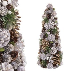 Albero di Natale Bianco Dorato in Plastica Schiuma Ananas 19 x 19 x 48.5 cm