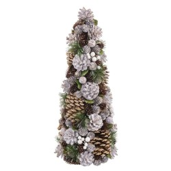 Albero di Natale Bianco Dorato in Plastica Schiuma Ananas 19 x 19 x 48.5 cm