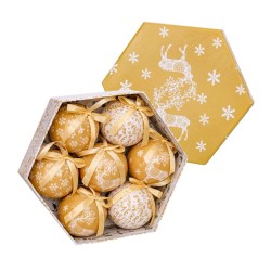 Boules de Noël Doré Papier Polyfoam Cerf 7,5 x 7,5 x 7,5 cm (7 Unités)