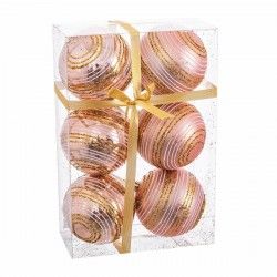 Bolas de Navidad Rosa Plástico Espiral 8 x 8 x 8 cm (6 Unidades)