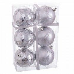 Boules de Noël Argent Plastique Cerf 8 x 8 x 8 cm (6 Unités)