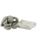Lot doudou peluche lapin avec couverture gris