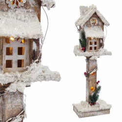 Décorations de Noël Blanc Beige Bois Maison 15 x 9 x 50 cm