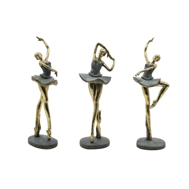 Figurine Décorative Home ESPRIT Gris Doré Danseuse Classique 15 x 10 x 43 cm (3 Unités)