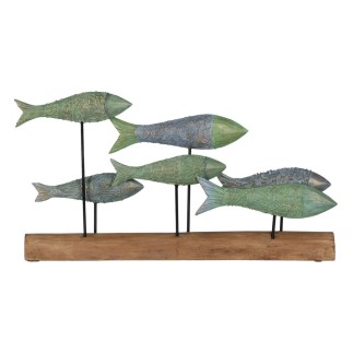 Figurine Décorative Vert Naturel Poissons 56 x 7 x 31 cm