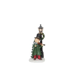 Enfant avec violon en résine vert et rouge 9x7.5x20 cm