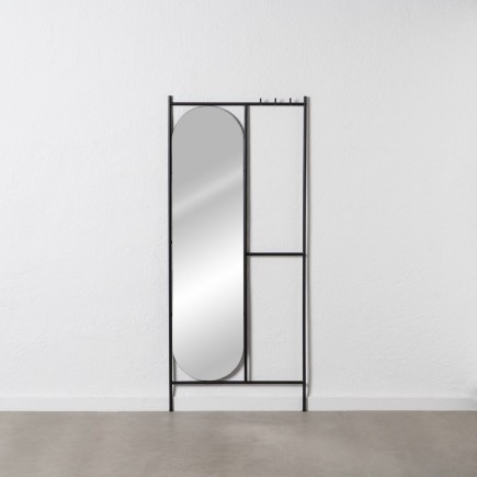 Perchero de Pie Negro Hierro Espejo 70 x 4 x 160,5 cm