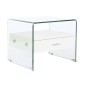 Mesita de Noche DKD Home Decor Blanco Transparente Cristal Madera MDF 50 x 40 x 45,5 cm