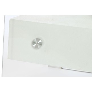 Mesita de Noche DKD Home Decor Blanco Transparente Cristal Madera MDF 50 x 40 x 45,5 cm