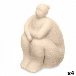 Figura Decorativa Beige Dolomita 18 x 30 x 19 cm (4 Unidades) Mujer Sentado