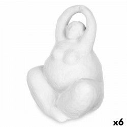 Figurine Décorative Blanc Dolomite 14 x 18 x 11 cm (6 Unités) Femme Yoga