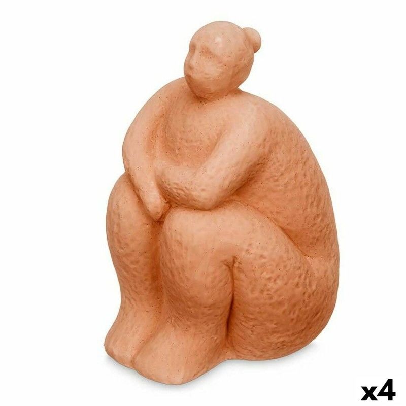 Figura Decorativa Naranja Dolomita 18 x 30 x 19 cm (4 Unidades) Mujer Sentado