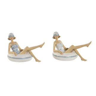 Figurine Décorative Home ESPRIT Blanc Bleu ciel méditerranéen 17,5 x 10 x 10,5 cm (2 Unités)