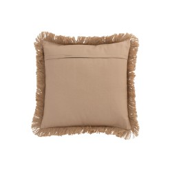 Coussin avec motif fleur et franges en jute naturel L49cm - Coussin d'extérieur