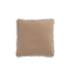 Coussin avec mini-miroirs et franges en jute naturel L46cm - Coussin d'extérieur